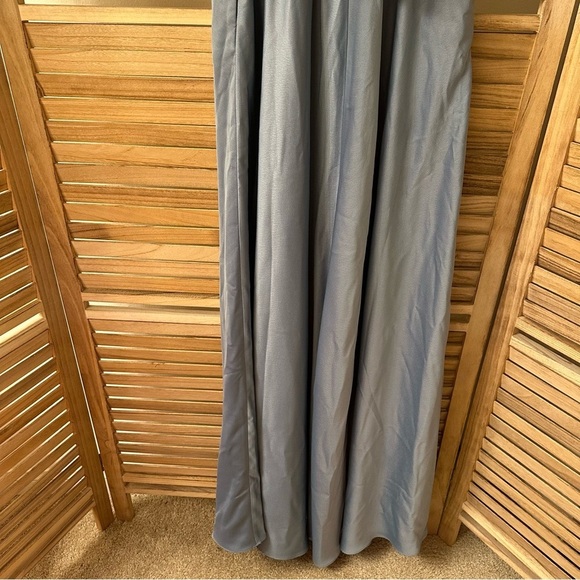 BHLDN Elsie Straight-Neck Satin A-Line Gown in blue size 2 - Picture 8 of 10